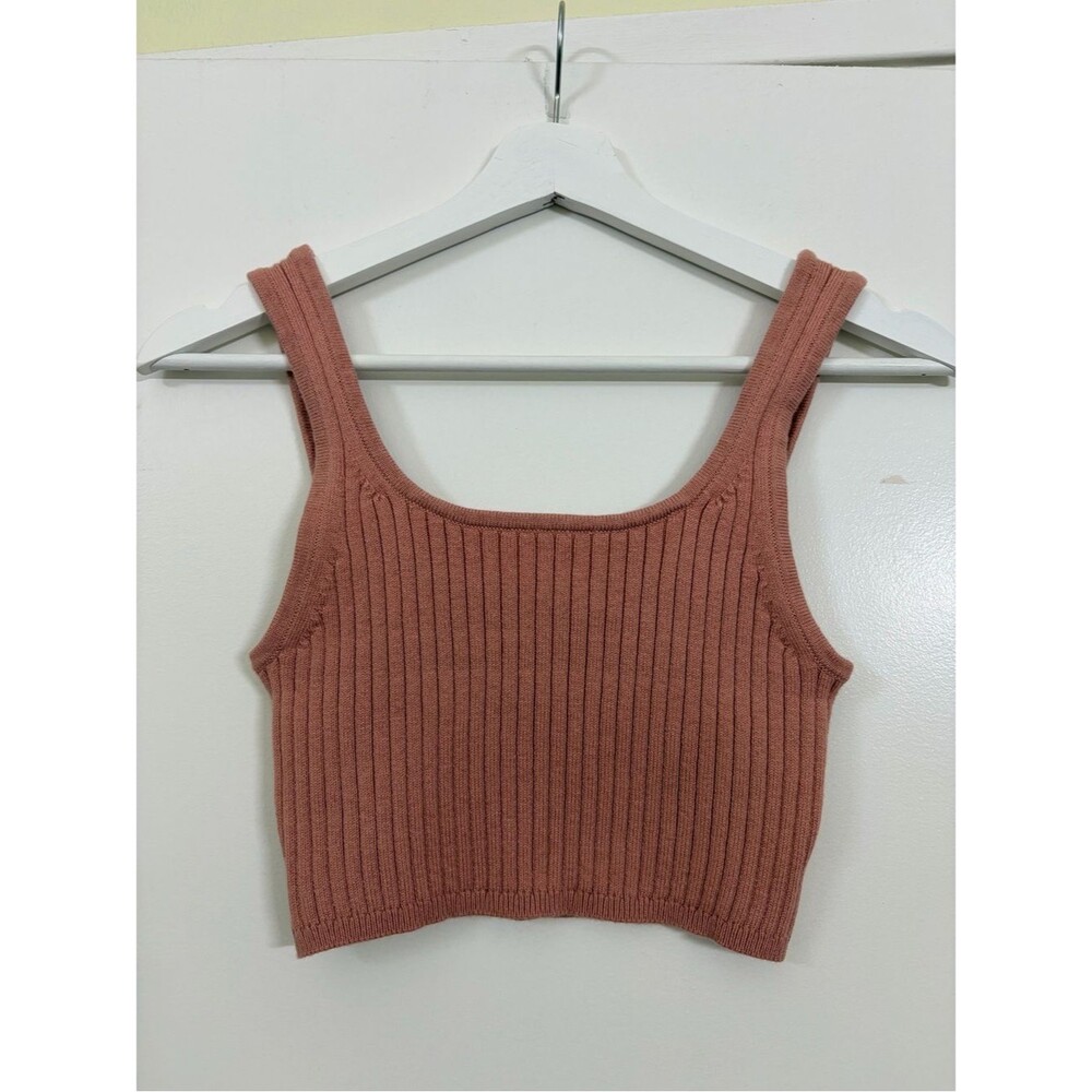 Wilfred Aritzia Merino Wool Blend Ribbed Knit Cropped Tank Top S Minimalist
